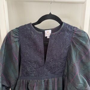 J. Marie Tartan Embroidered Dress